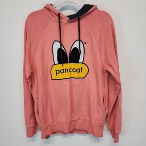 Pancoat Hoodie Size M Peach Fuzzy Pop Eyes Long Sleeve Cartoon Korean Kawaii